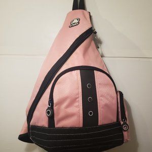 CROCS Crossbody Bag black pink interior crocs liner front side pocket heavy duty